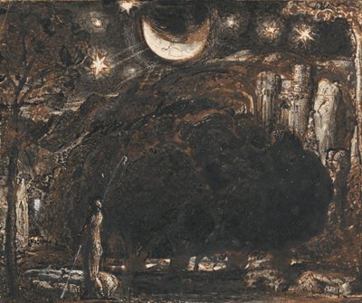 Ein Schäfer und seine Herde unter Mond und Sternen von Samuel Palmer
